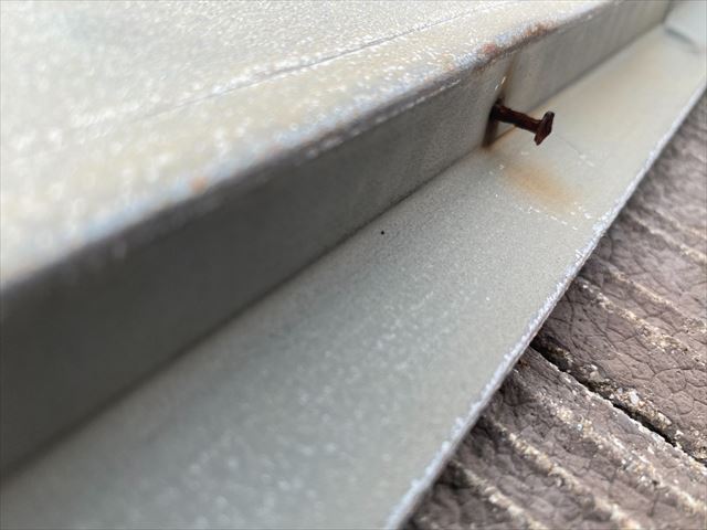 棟板金の釘の抜け